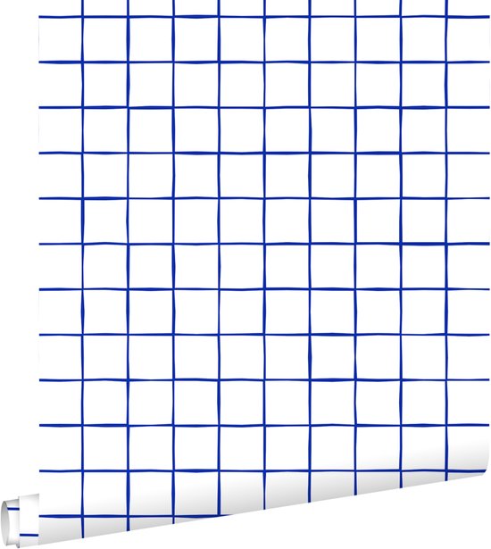 ESTAhome papier peint motif à carreaux bleu et blanc - 53 cm x 10.05 m - 131274