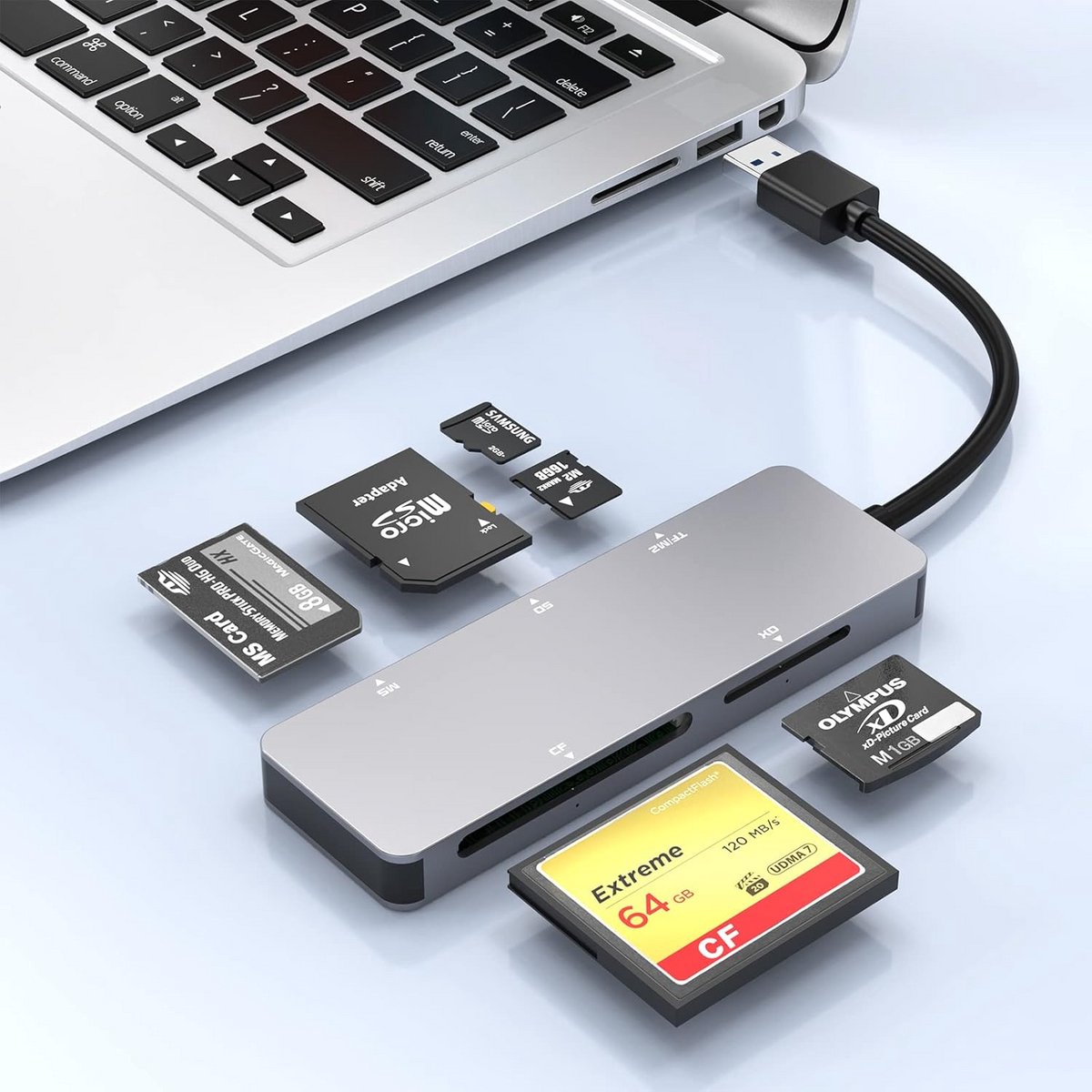 Universele 6-in-1 USB 3.0 Multi Kaartlezer voor SD, Micro SD, CF en Meer (5Gbps)