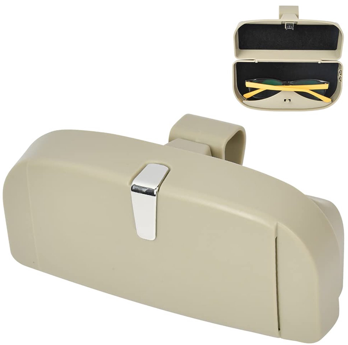 IMPERATORIS® Zonneklep Organizer Auto - Opberghoes voor Pasjes, Bril en Pennen - Bevestiging aan Zonneklep - Universeel - Beige