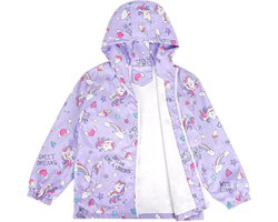 Waterdicht Meisjes Jack met Fleece Voering - Kinder Regenjas met Capuchon voor School en H