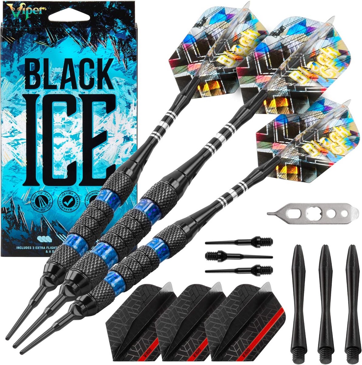 Soft Tip Darts - Dartpijlen Set - Darten in Huis - Zwarte Messing Barrels - 16 Gram - Blauw