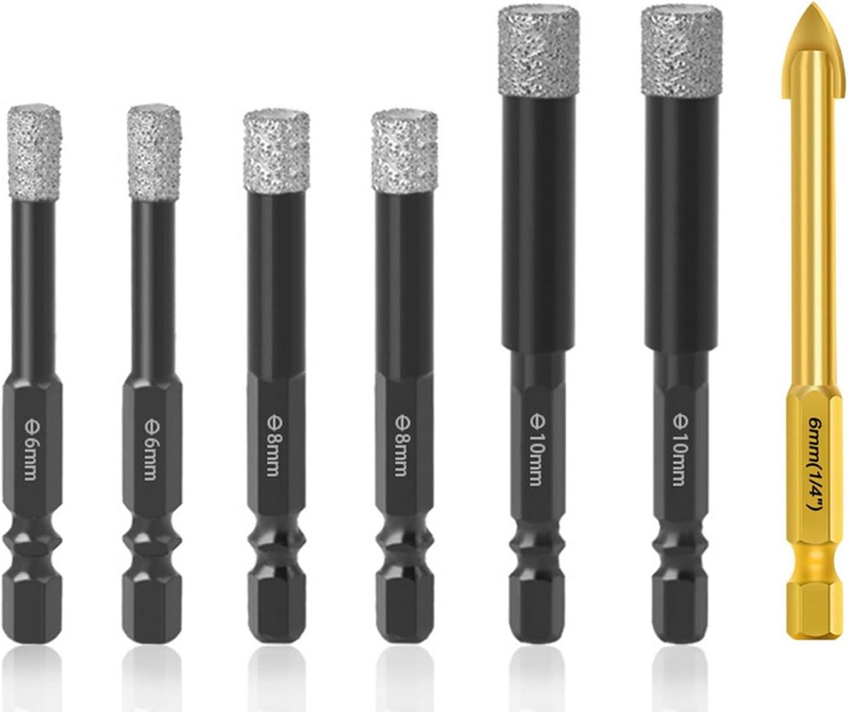 Set van 6 Diamantboortjes met Hardmetaalboor voor Tegels en Steen