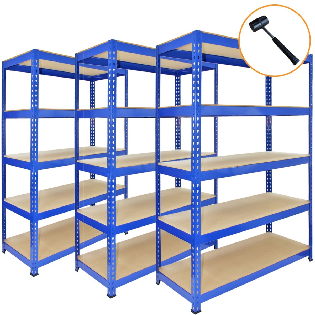 3 x Blauwe Heavy Duty 5-Laags Stellingkast