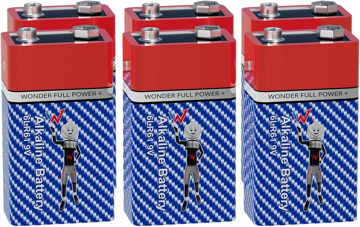 Alkaline 9V Batterijen 6 Stuks Krachtige en Duurzame Energie