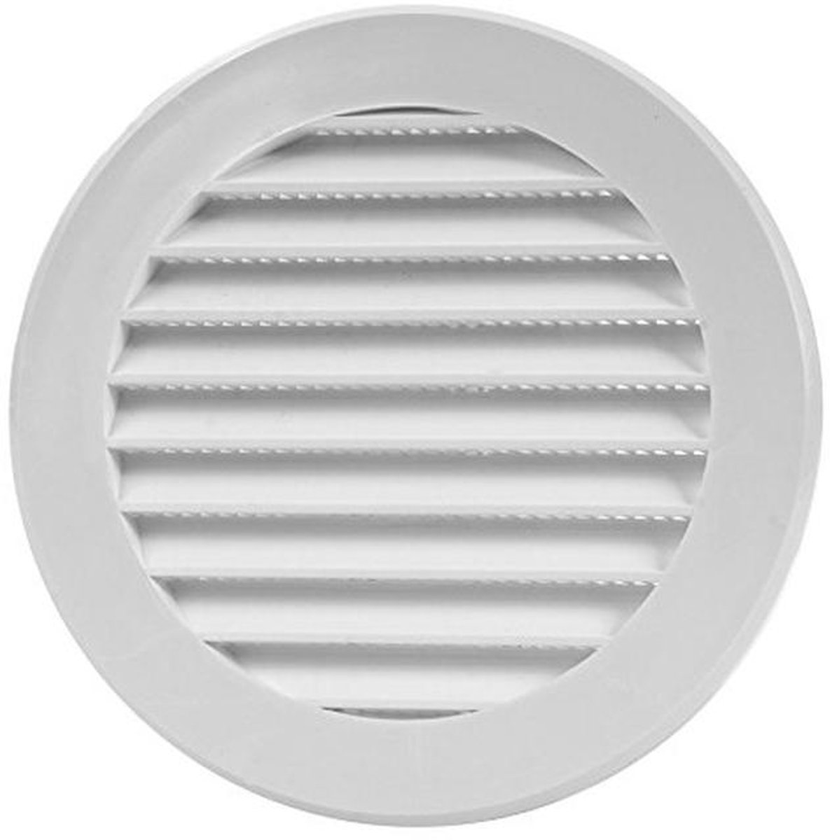 Rond ventilatierooster voor afvoerlucht met insectenbescherming en verticale lamellen - Ø 125 mm