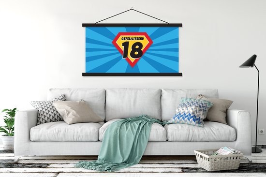 Porte-affiche avec affiche - Affiche scolaire - Anniversaire - 18 ans - Adulte - Cape - 120x60 cm - Lattes noires