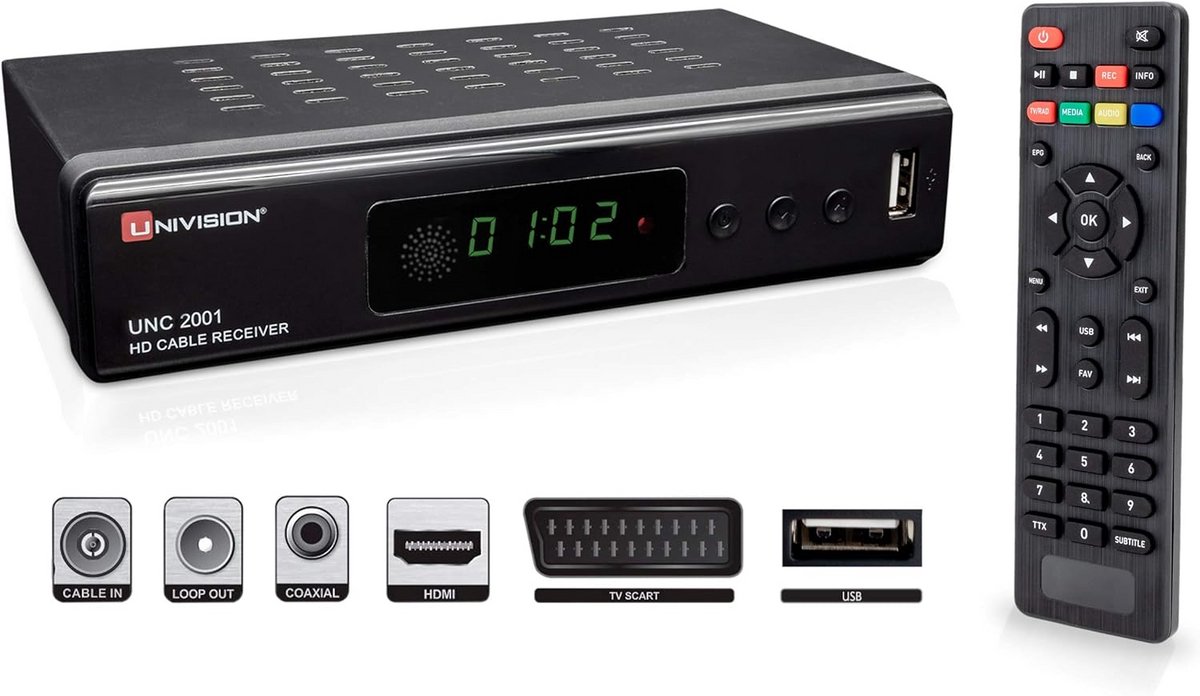 HD Digitale Kabelontvanger voor Kabel-TV met HDMI, SCART, USB en Media Speler