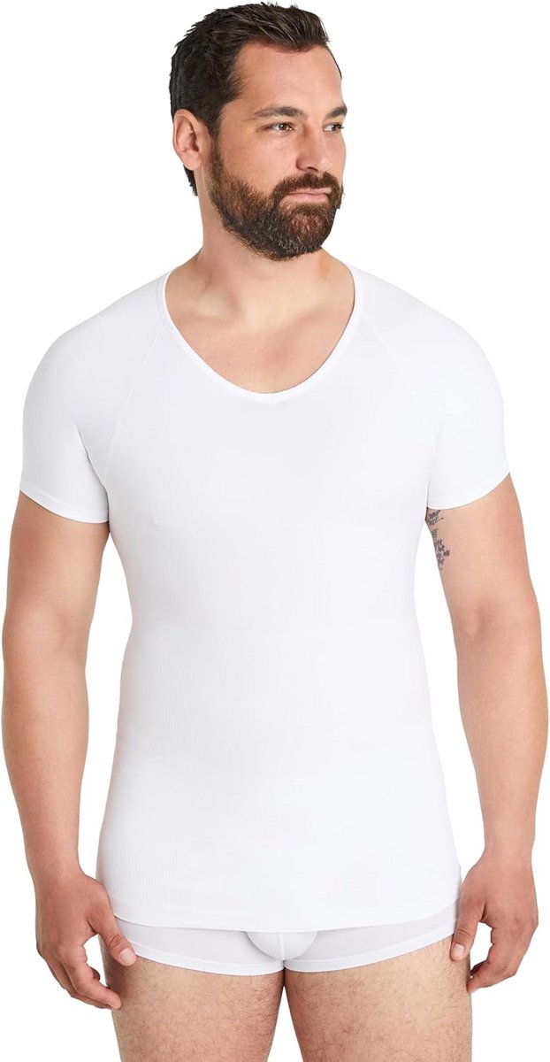 Naadloos compressieshirt voor heren met buikweg-effect en figuurvormend effect