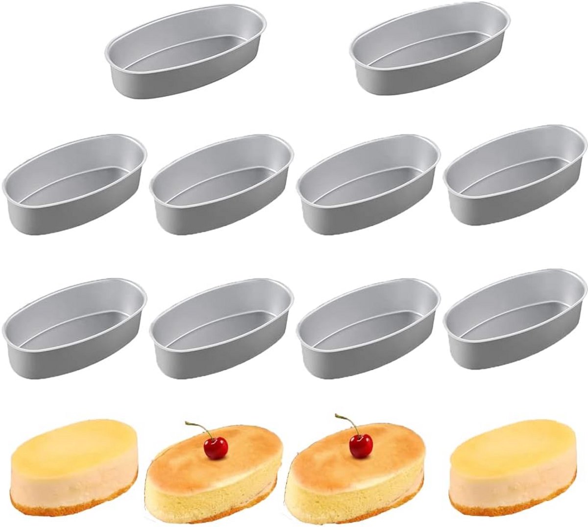 10 Stuks Ovale Ronde Aluminium Taartringen voor Taart, Mousse en Quiche