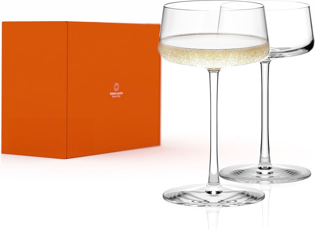 Champagne Coupes Set van 2 - Elegante Kristallen Glazen voor Champagne, Mousserende Wijn & Prosecco - Hoogwaardige Duitse Kwaliteit - Vaatwasserbestendig