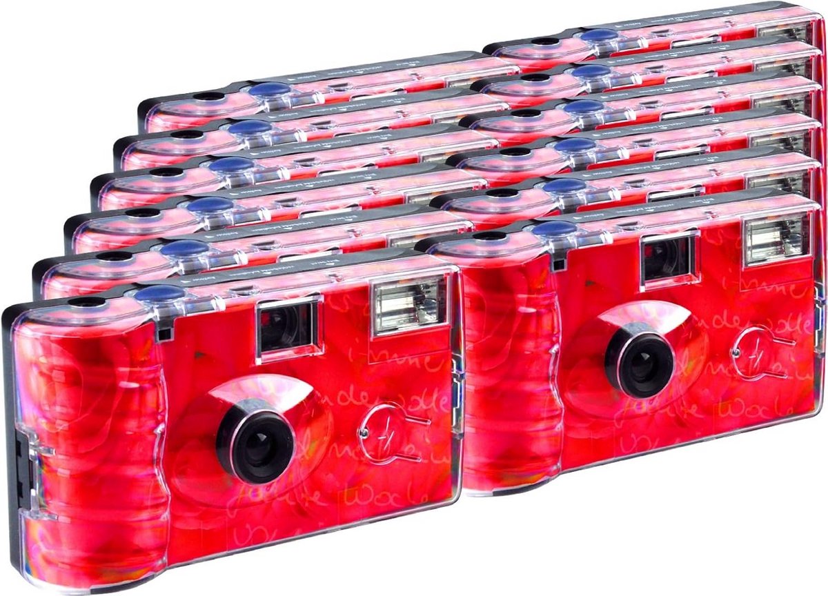 Wegwerpcamera Zwart met Flits - Ideaal voor Feestjes, Bruiloft en Vakantie - 27 Opnames (12 Stuks)