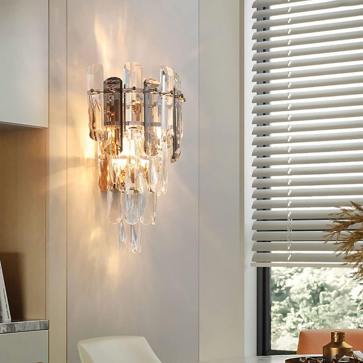 Moderne Kristallen Wandlamp in Rookgrijs