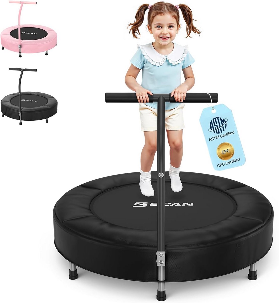 Mini Opvouwbare Peuter Trampoline 36" met Handvat - Veilig en Geschikt voor Kindergebruik Binnen en Buiten