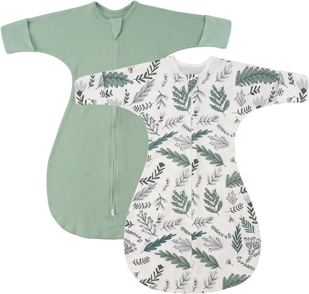 2-Pack Katoenen Babyslaapzak met Halflange Mouwen en Ritssluiting voor Pasgeborenen