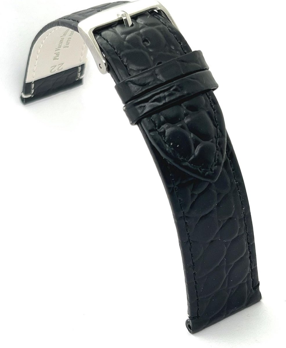 Leren Horlogeband met Krokodillenreliëf - Diverse Maten (12mm tot 22mm) en Kleuren