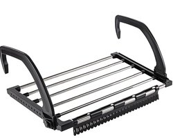 Droogrek Hangend - Ophangen aan radiator, deur, douchewand of balkon - Verstelbare ophanghaken - Met Sokkenrekje - Zwart