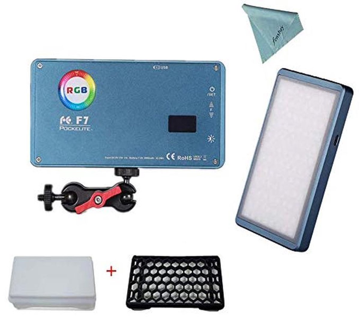 RGB LED Camera Light with Rechargeable Battery and Magnetic Softbox