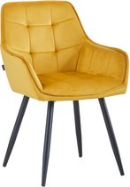 Colenis® - Chaise de salle à manger Oriana - Lot de 2 - Jaune ocre - Velours - Industriel - Avec accoudoirs - Chaise
