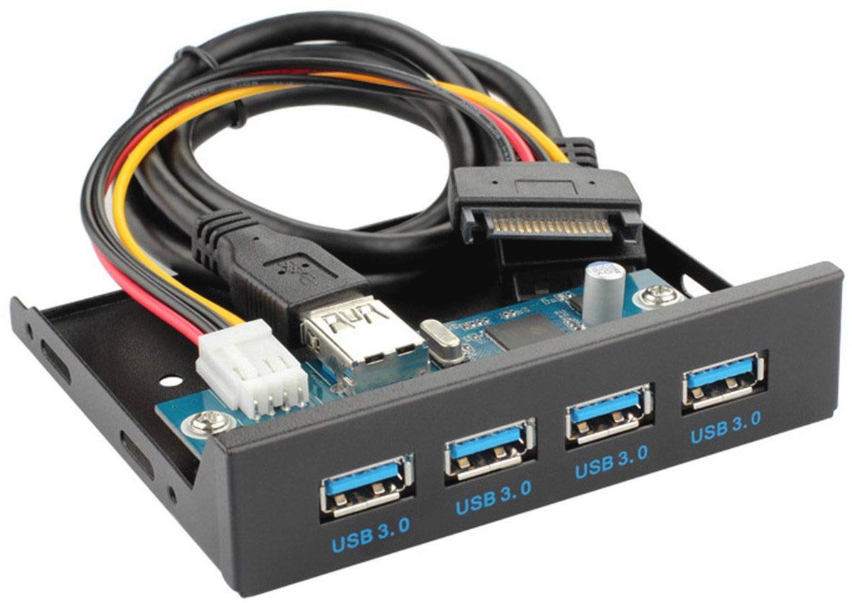 USB 3.0 Hub 4 Poorten Frontpaneel met 20Pin Connector voor 3.5" Floppy Bay