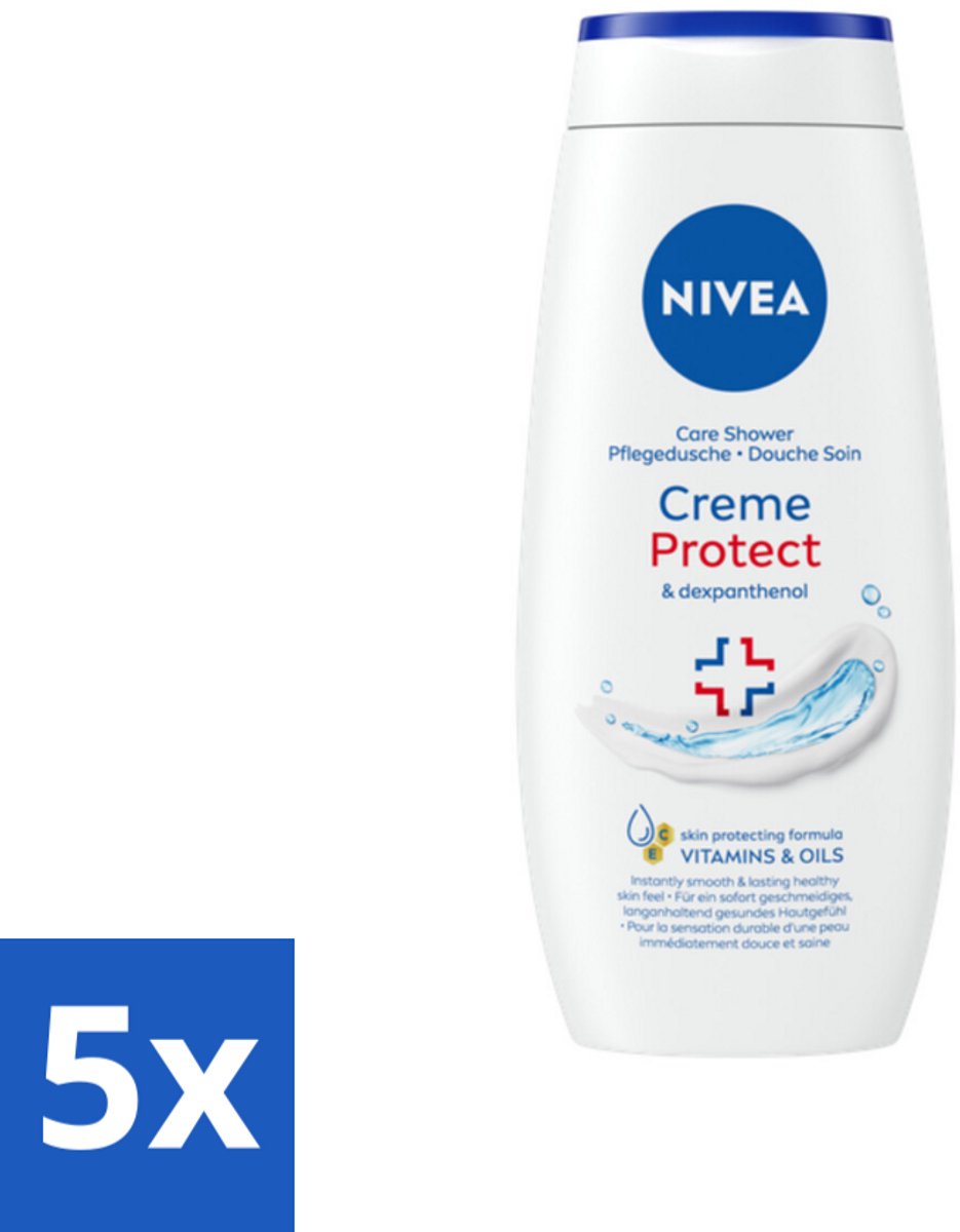 5 x NIVEA - Douchecrème - Beschermend - Langdurig Gezond Huidgevoel - 250 ml - Douchecrème - Huidbescherming - Hydratatie - Vitamine C - Vitamine E