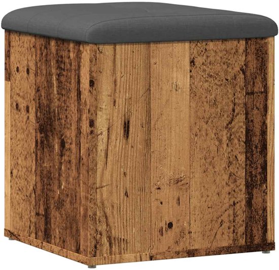 Banc de rangement vidaXL 42 x 42 x 45 cm - Banc de rangement couleur bois vieilli - Bancs de rangement - Banc à chaussures - Banc d'entrée