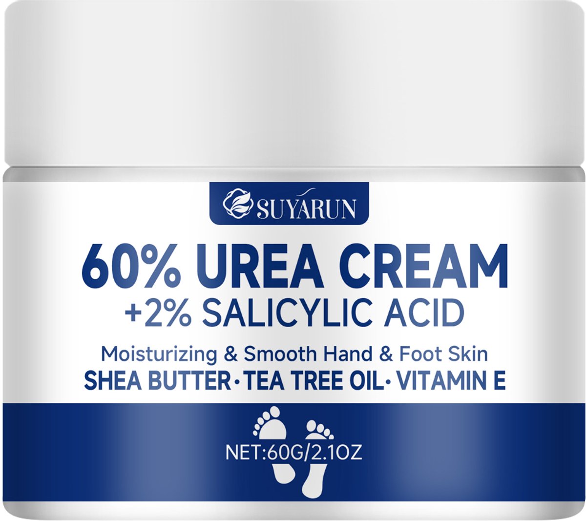 Urea Hand- en Voetcrème | Ureum Crème | Salicylzuur Crème | Hydraterende Handcrème | Voetcrème Tegen Eelt | Crème Voor Droge Ruwe Huid | Hypoallergene Verzorging | Jojoba Olie | Avocado Olie | Gebarsten Hielen Crème | Intensieve Hydratatie