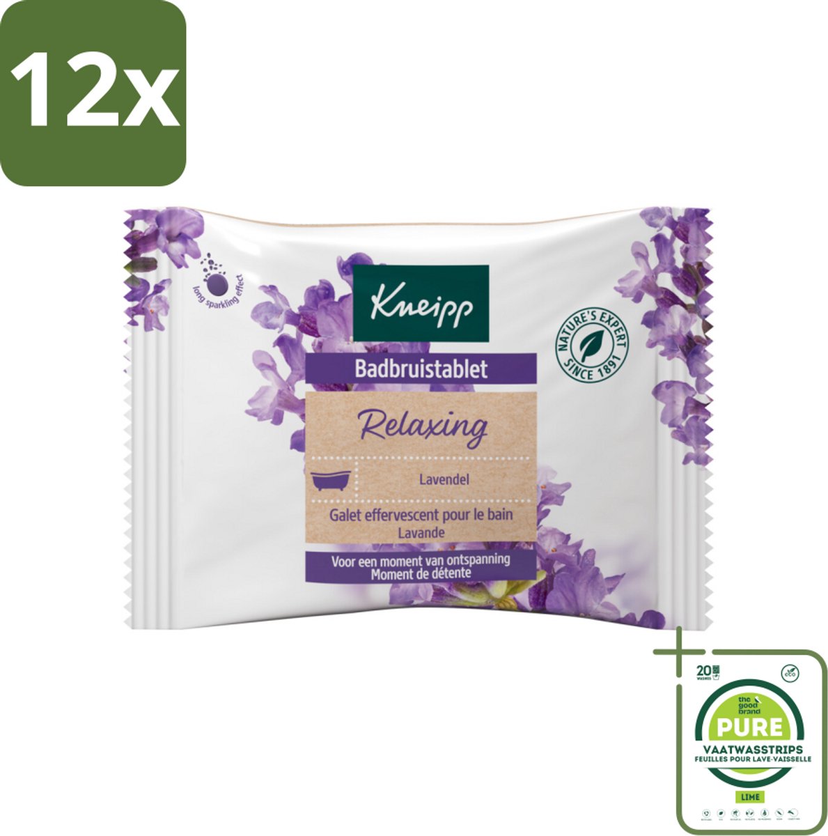 Kneipp - Badbruistablet - Lavendel - Voordeelverpakking - 12 stuks - Badbruistablet - Lavendel