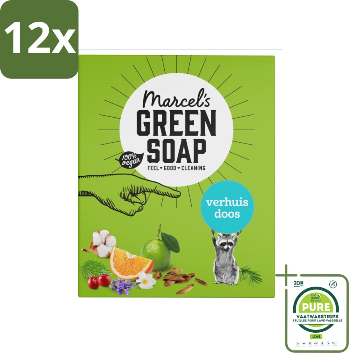 Marcel's Green Soap - Verhuisdoos - Duurzaam Schoonmaken - Natuurlijke verzorging - 8 Zeepjes - Voordeelverpakking - 12 stuks - Duurzame schoonmaak - Ecologische schoonmaak