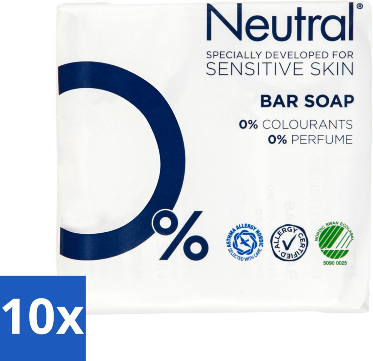 10 x Neutral - Zeep - Bar Soap - Gevoelige huid - 2 Bars - Gevoelige Huid - Zeep - Zeep Voor Gevoelige Huid - Parfumvrije Zeep - PH-neutrale Zeep