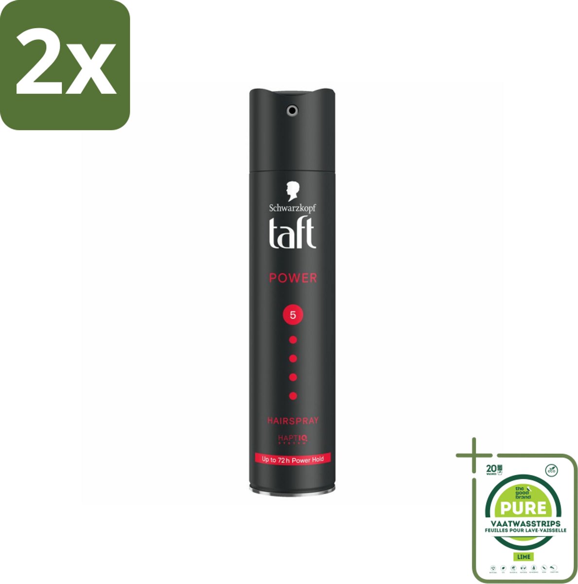 Taft - Power 5 - Haarspray - Sterke fixatie - 250 ml - Voordeelverpakking - 2 stuks - Haarspray - Taft
