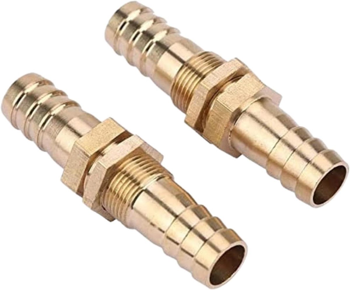 Provento - Messing schot pijpfitting, slangweerhaak koppeling connector adapter set van 2 (12 mm) met zoekwoorden: messing, pijpfitting, slangweerhaak