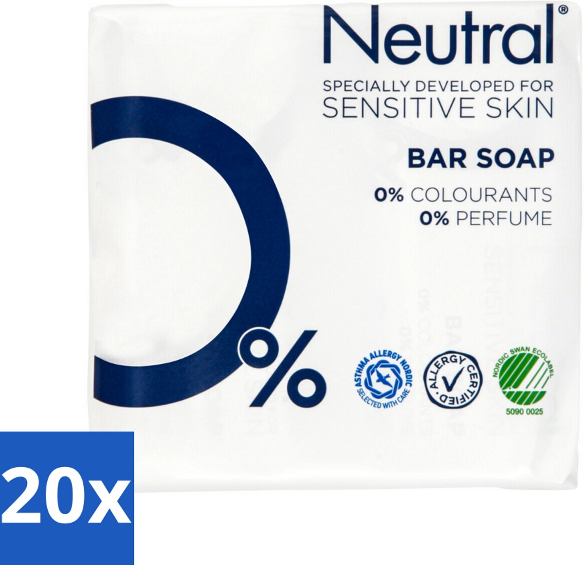 20 x Neutral - Zeep - Bar Soap - Gevoelige huid - 2 Bars - Gevoelige Huid - Zeep - Zeep Voor Gevoelige Huid - Parfumvrije Zeep - PH-neutrale Zeep