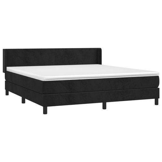 vidaXL - Boxspring - met - matras - fluweel - zwart - 160x200 - cm
