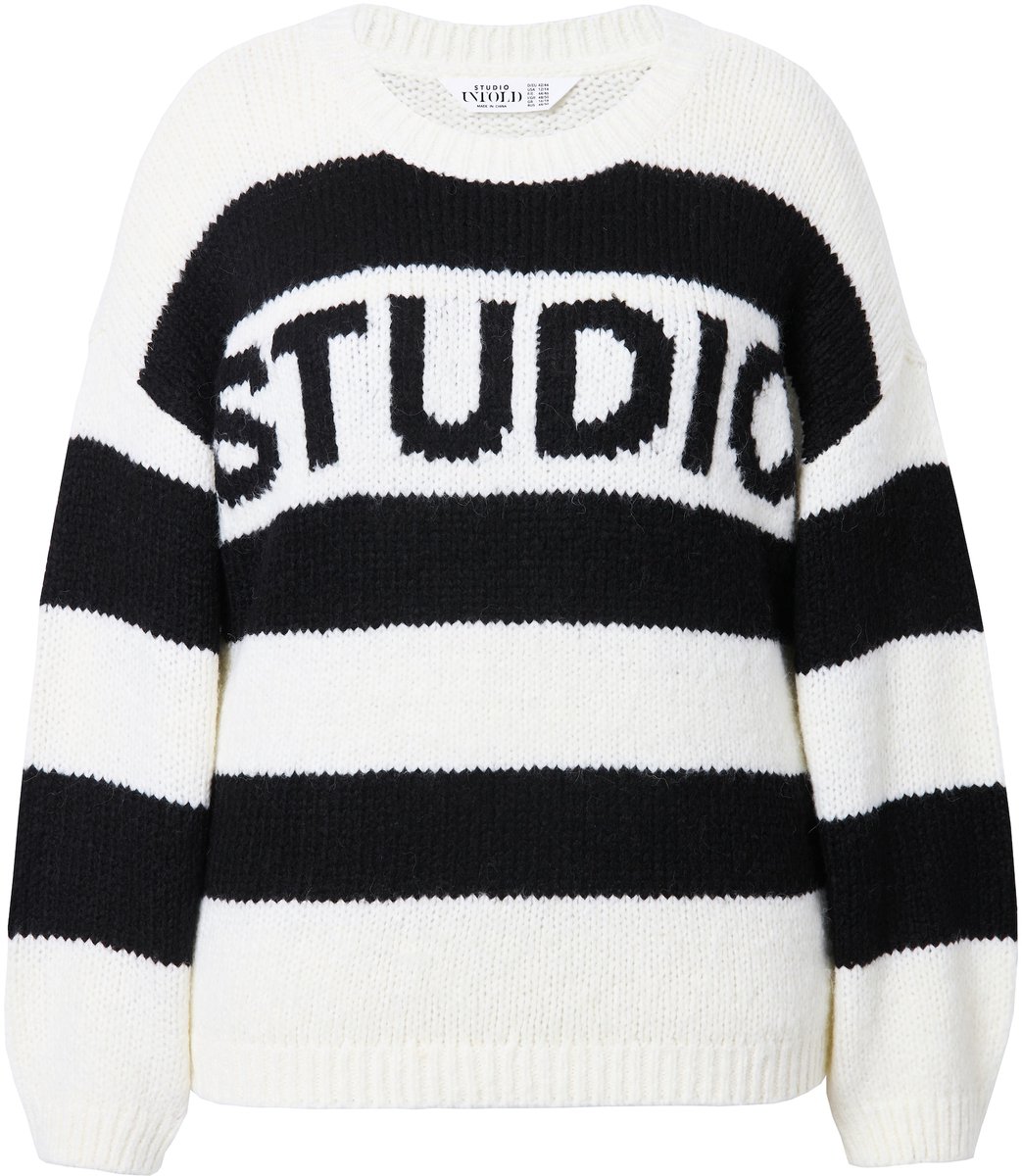 Studio Untold - Dames - Trui oversized blokstrepen statement - Zwart - Maat 54+