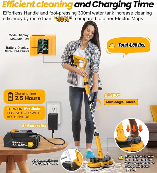Dierenborstel - Met dweilfunctie - Oplaadbaar - Alleen (droog