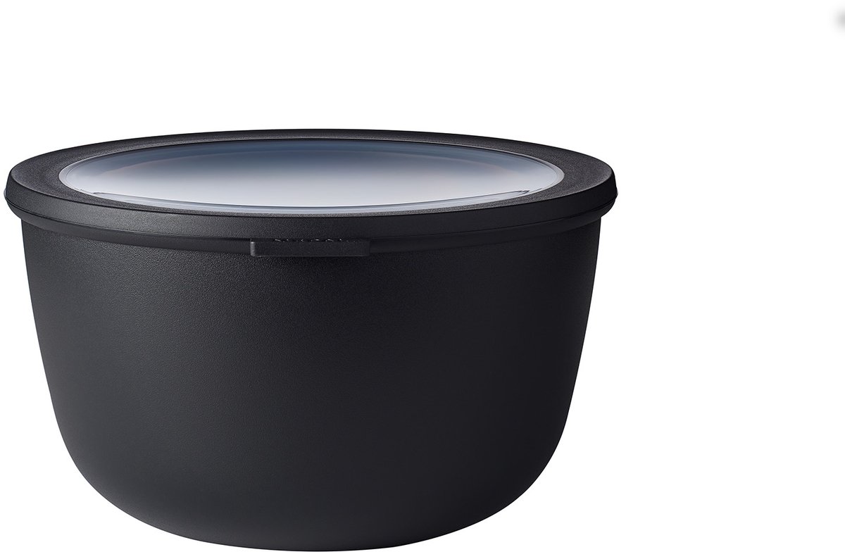 Mepal – Multikom Cirqula rond 3000 ml – Mag in de vriezer, magnetron en vaatwasser – Nordic black – Geschikt als meal prep bakje, vershoudbakje, bewaardoos