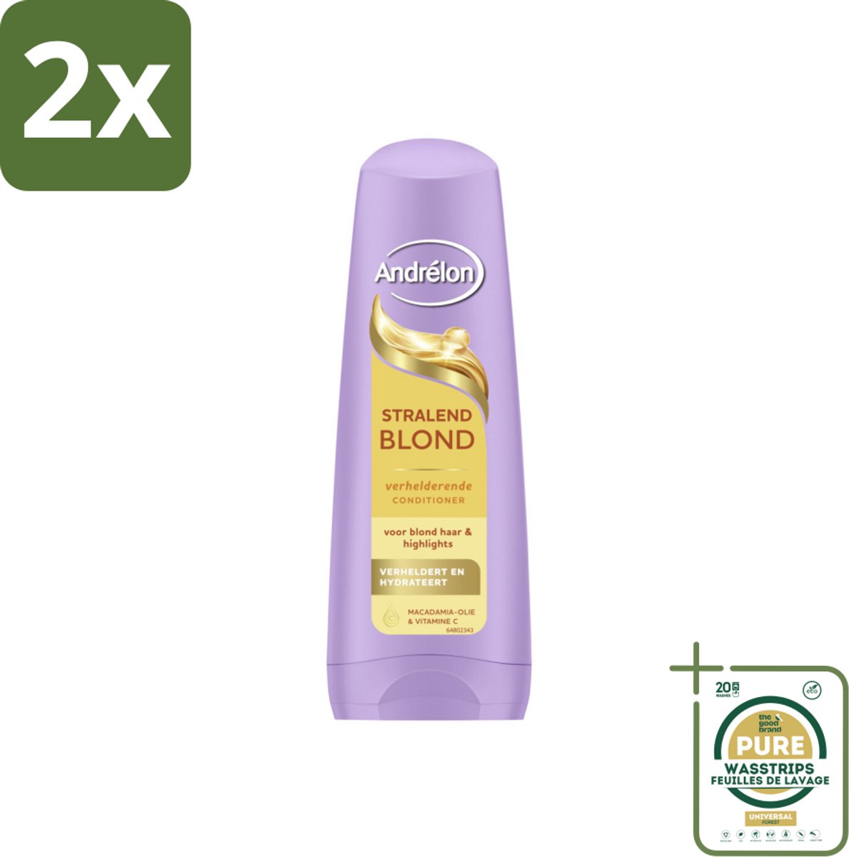 Andrélon – Conditioner – Stralend Blond – 200 ml - Voordeelverpakking - 2 stuks - Glans - Levendigheid