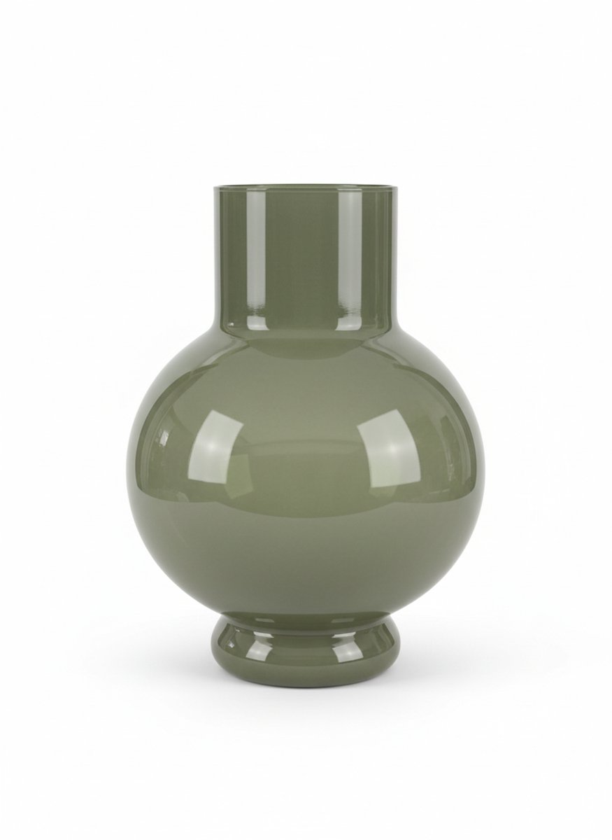 Hakbijl Glass Bloemenvaas Deborah - Donker Groen - glas - D17 x H22 cm
