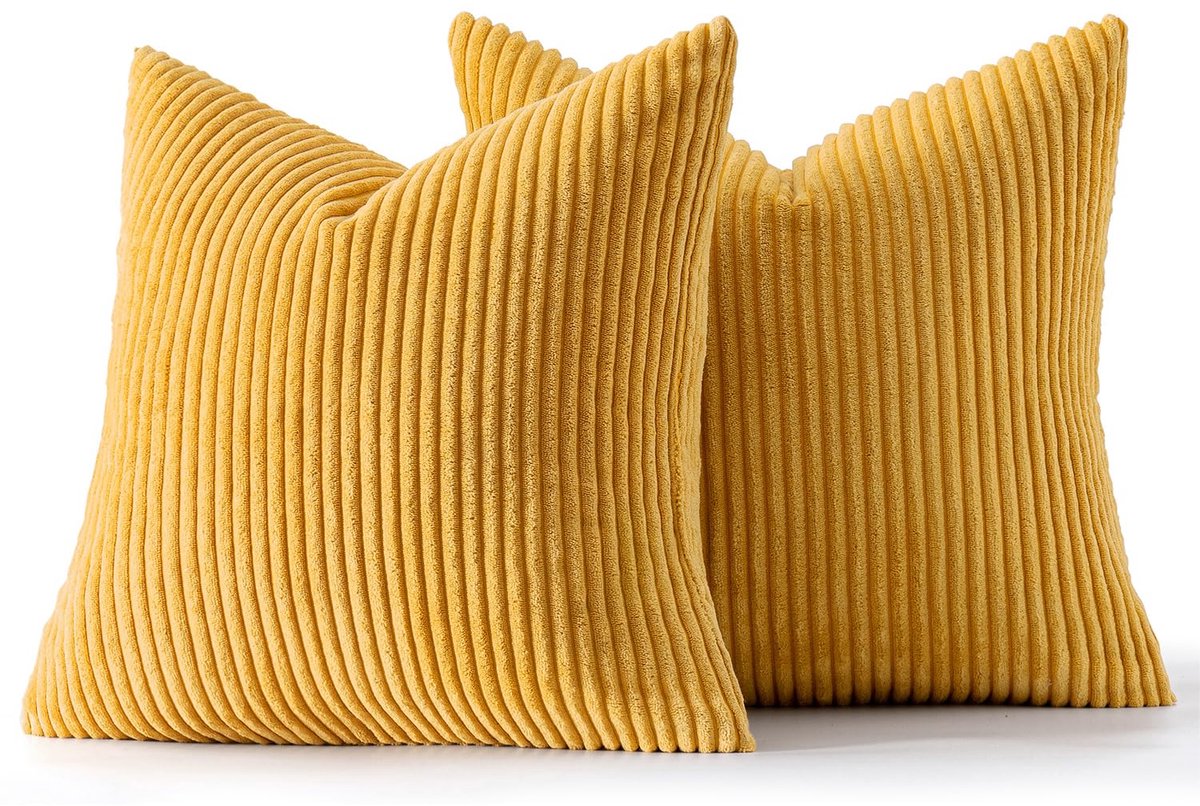 Unyqoos Set van twee zachte kussenslopen in gembergeel corduroy voor huisdecoratie