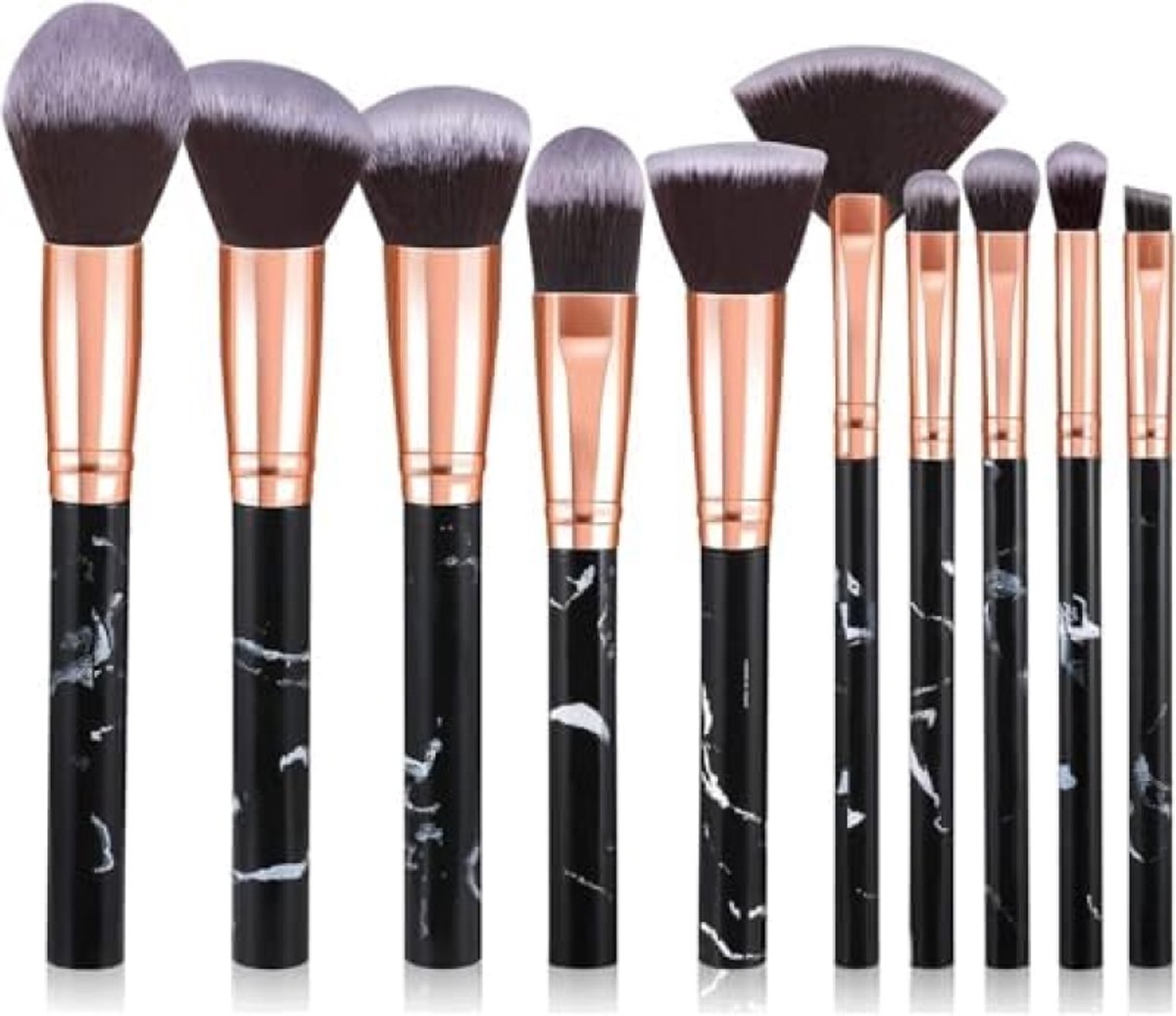 PromoHome Marmeren Make-up Kwastenset - 10-delige Professionele Gezichtsborstels