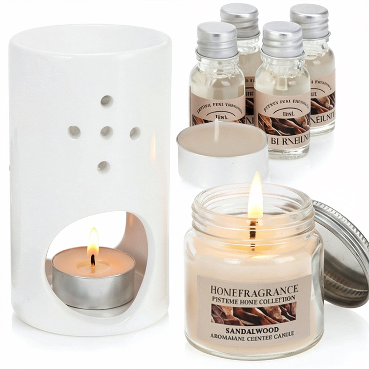 Aromabrander met Etherische Oliën 8 delig - Oliebrander - Geurbrander - Olie Set - Waxbrander - Aroma Diffuser