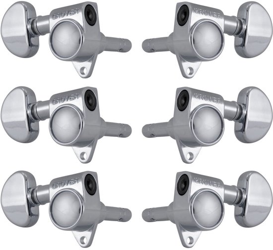 Grover 106C Locking Rotomatics, Round Button,3+3, Chrome Gitaar stemmechanieken