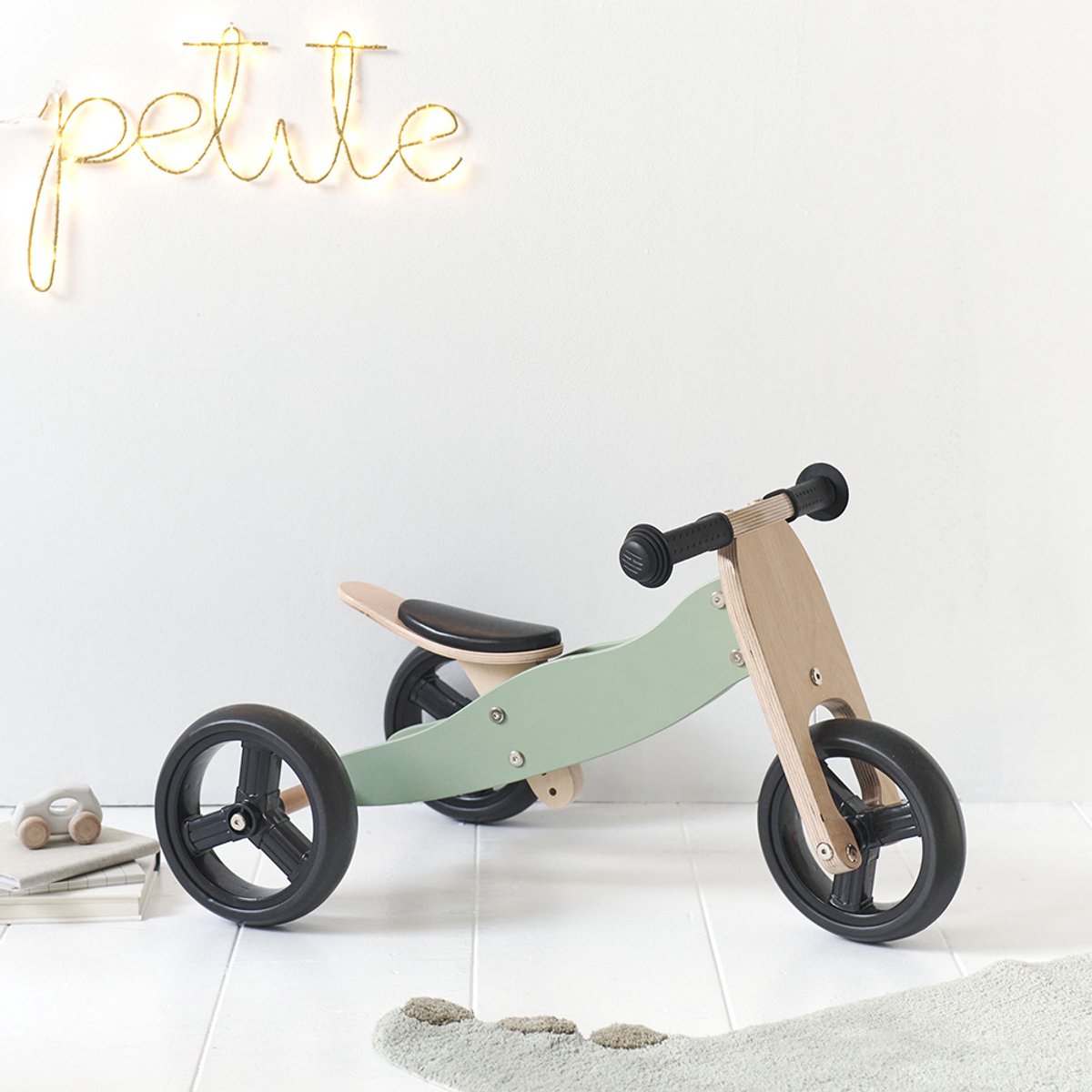 Petite Amélie ® Loopfiets - Houten - Vanaf 1 jaar - 4 in 1 Loopfiets - Stimuleert motoriek & balans - Groen thumbnail 6