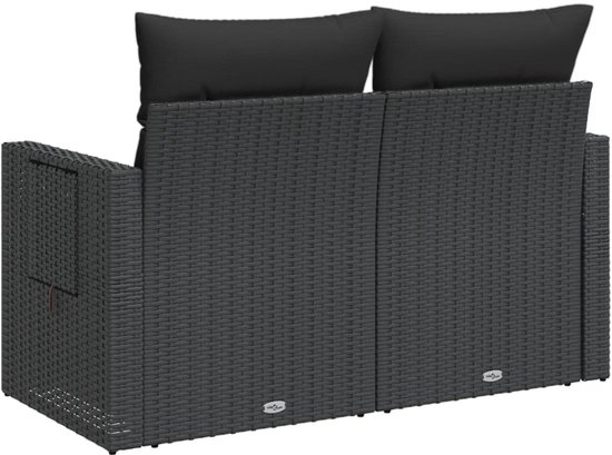 vidaXL-Tuinbank-2-zits-met-kussens-poly-rattan-zwart