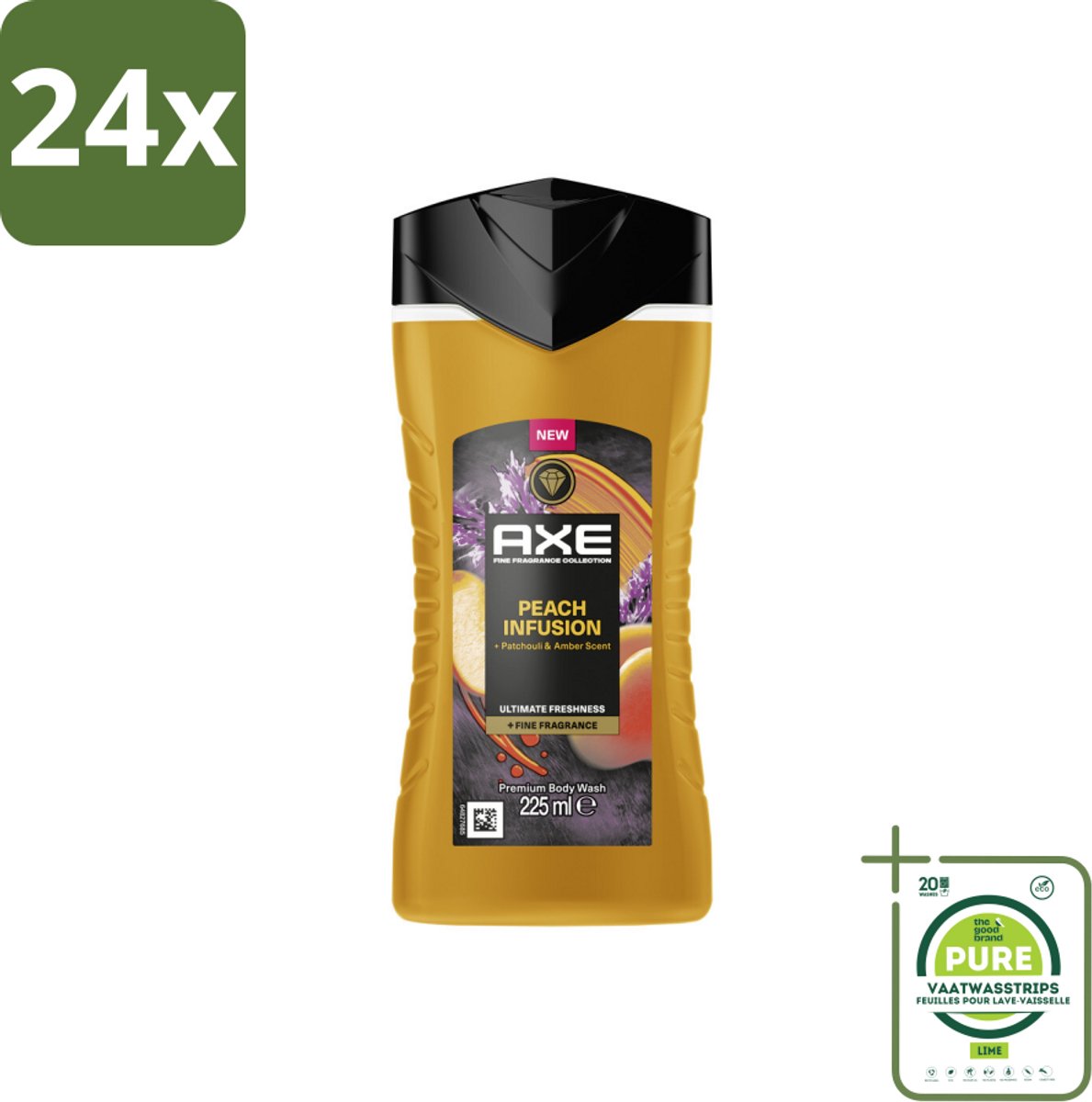 Axe – Douchegel – Peach Infusion – 225 ml - Voordeelverpakking - 24 stuks - Douchegel - Parfum