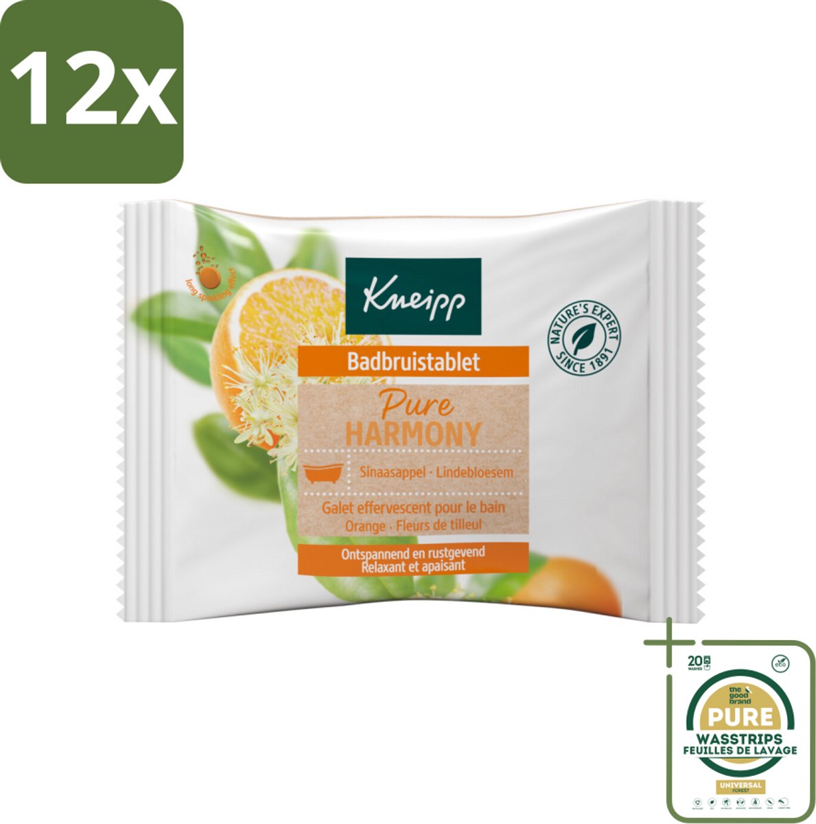 Kneipp - Badbruistablet - Oranje lindebloesem - Voordeelverpakking - 12 stuks - Oranje lindebloesem - Ontspanning