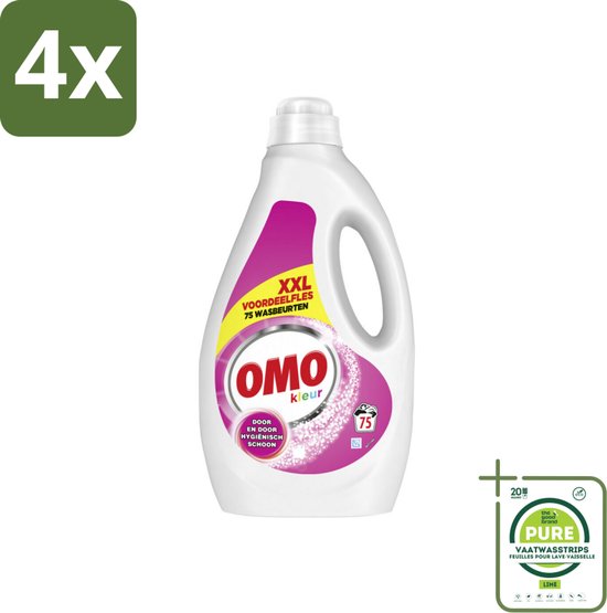 OMO – Vloeibaar Wasmiddel – Kleur XXL – 75 Wasbeurten - Voordeelverpakking - 4 stuks - Kleurwas - Wasmiddel