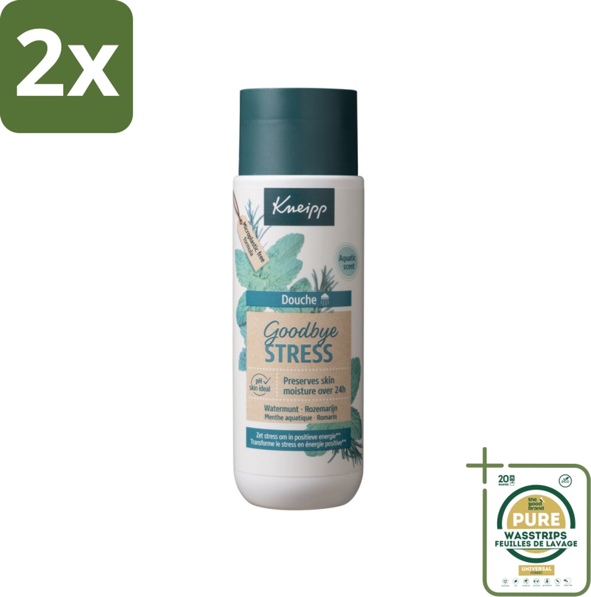 Kneipp - Douchegel - Goodbye Stress - 200 ml - Voordeelverpakking - 2 stuks - Ontspannen - Watermunt
