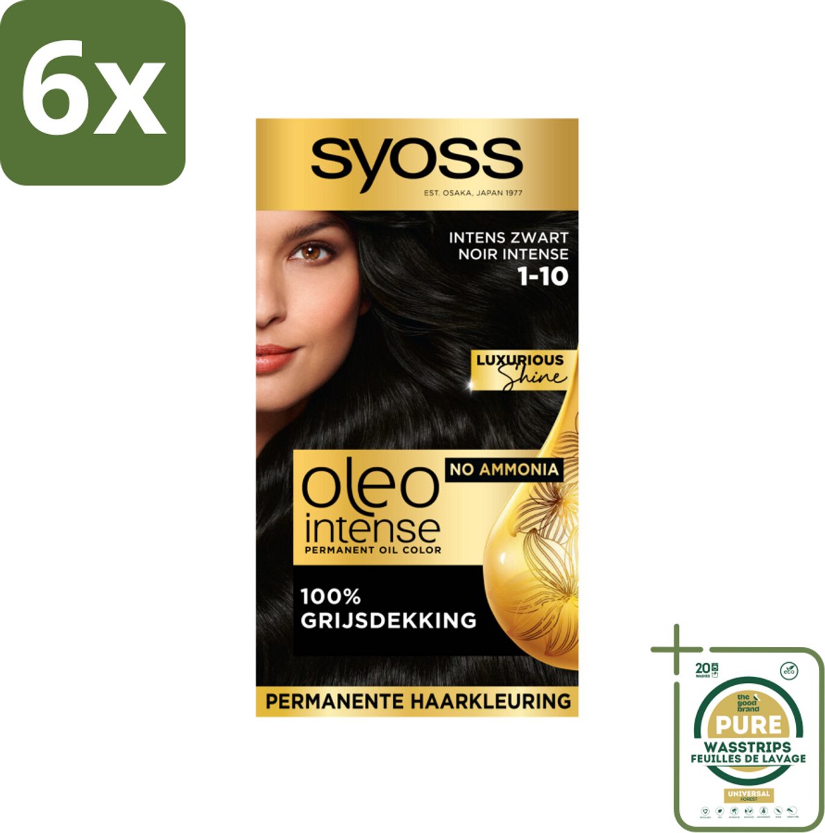 Syoss Oleo Intense - Haarverf - 1-10 - Intens Zwart - 115ml x 6
