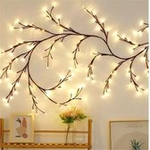 Wilgenkransverlichting - Met afstandsbediening/dimfunctie - 1,8 meter - Decoratieve krans - Kunstmatige takken - Bevat 96 LED's - Sfeervolle slingerverlichting - Stekker - Geschikt voor wand- en slaapkamerdecoratie - 1 stuk